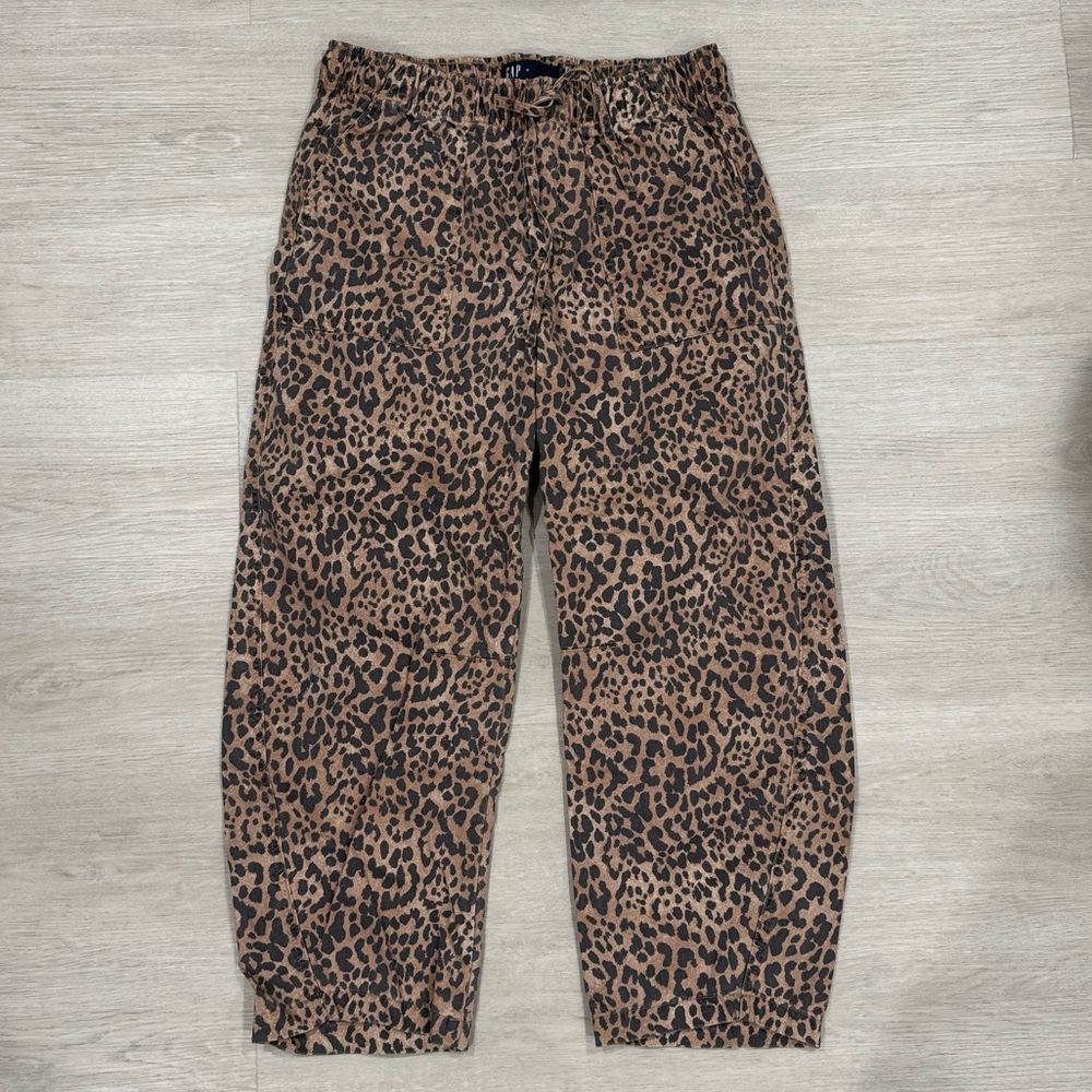 GAP Denim Pull-On Barrel Pants - Tan & Black Leopard